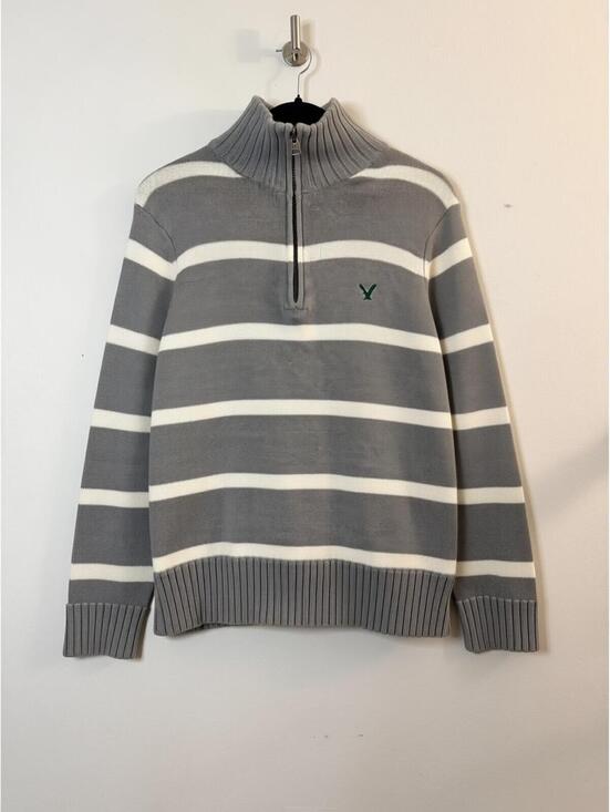American Eagle Outfitters Other - American Eagle Outfitters Striped Quarter Zip Sweater Men’s Gray White Medium